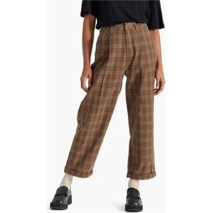 New Brixton Victory trouser pants in Washed brown black plaid Size 30